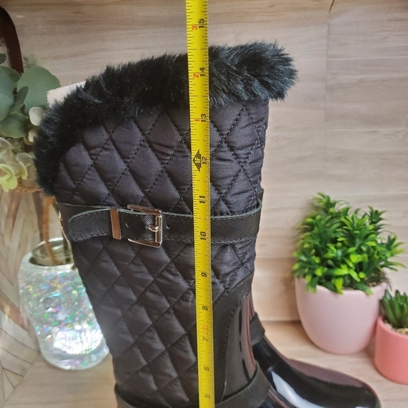 Michael Kors Snow Rain Boots Puffer Faux Fur Black Silver Accents Size 7 * - Picture 5 of 13